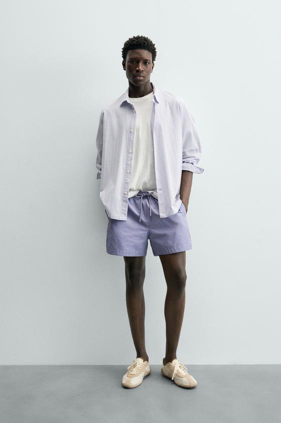REGULAR FIT CHECK SHIRT - Blue / Lavender by Zara - Image 0