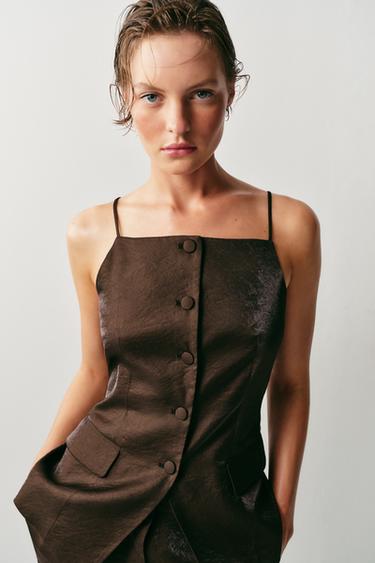 SHINY-EFFECT GILET - Brown by Zara