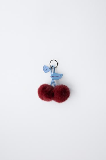 FAUX FUR CHERRY KEY RING - Burgundy by Zara - Image 0