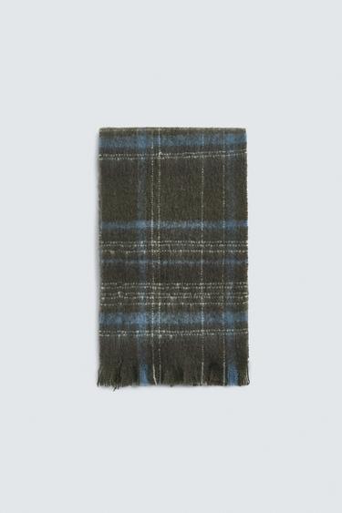 BRUSHED CHECK SCARF - Green by Zara