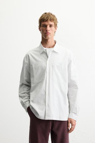 STRIPED SHIRT WITH POCKETS - White by Zara