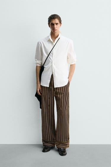 LIMITED EDITION VELVET CONTRAST STRIPED TROUSERS - Green stripe by Zara