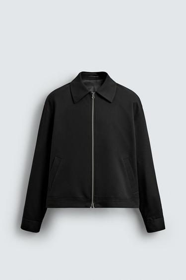 REGULAR FIT ZIP-UP OVERSHIRT - Black by Zara