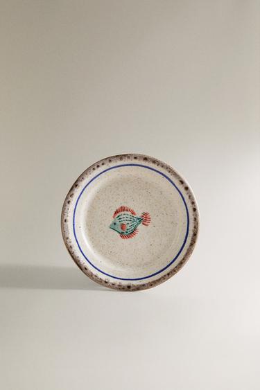 STONEWARE FISH SIDE PLATE - Blue/White by Zara