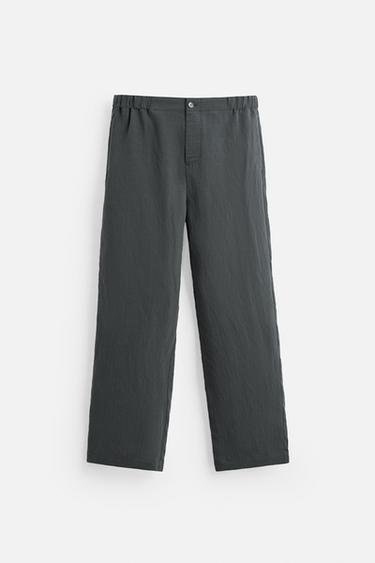 RELAXED FIT PLEATED TROUSERS - Anthracite grey by Zara