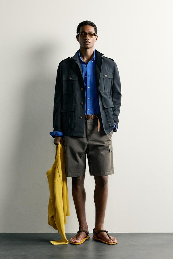 RELAXED FIT POCKET JACKET - Navy blue by Zara - Image 0
