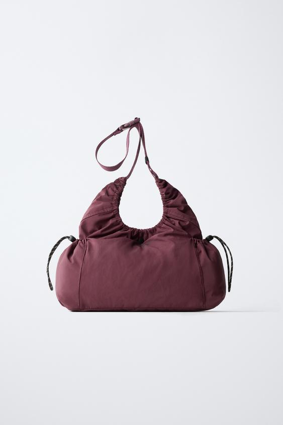 NYLON CROSSBODY BAG - Burgundy Red by Zara - Image 0