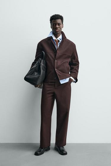 TEXTURED BALLOON FIT TROUSERS - Maroon by Zara