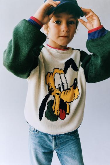 PLUTO MICKEY MOUSE © DISNEY KNIT JUMPER - Green / Ecru by Zara