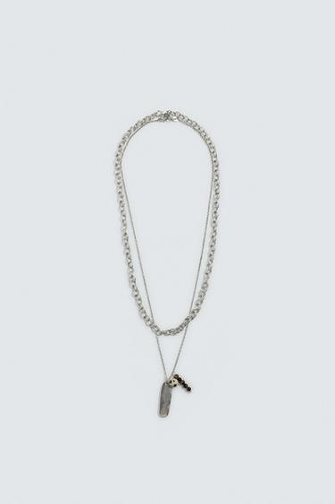 PACK OF 2 COMBINED NECKLACES - Silver by Zara