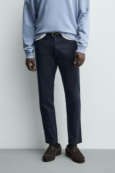 SKINNY FIT CHINO TROUSERS - Navy blue by Zara