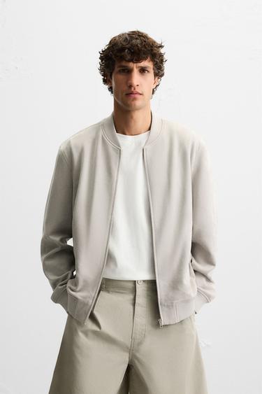 FAUX SUEDE BOMBER JACKET - Pearl grey by Zara
