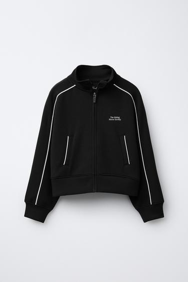 SWEATSHIRT WITH MODAL CONTRAST PIPING - Black by Zara - Image 0