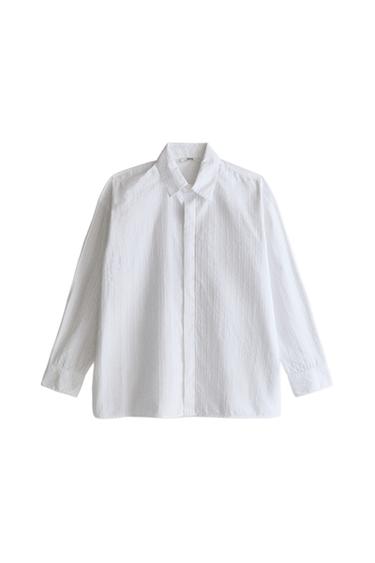 LONG SLEEVE COTTON SHIRT - Oyster-white by Zara
