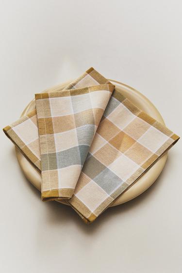 PACK OF DYED THREAD CHECK NAPKINS (PACK OF 2) - Bluish by Zara