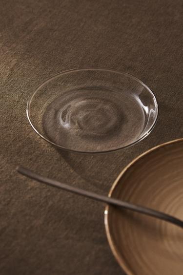 BOROSILICATE GLASS SIDE PLATE WITH RIM - Gold by Zara