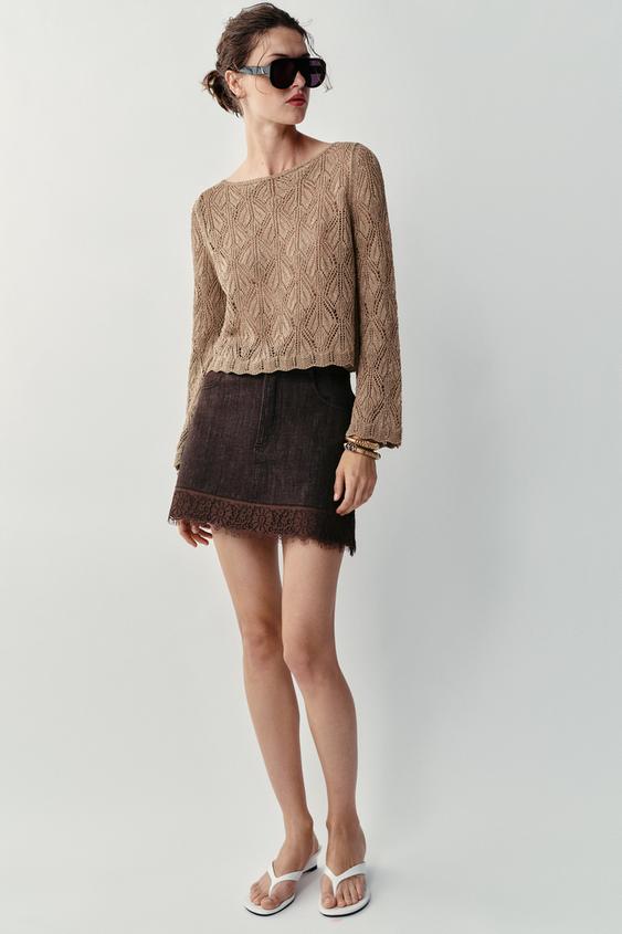 METALLIC THREAD POINTELLE JUMPER - Golden by Zara - Image 0