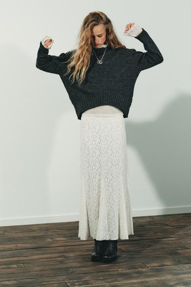 SOFT TOUCH LACE SKIRT - Ecru by Zara