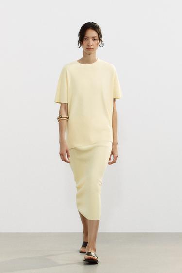KNIT MIDI SKIRT - Yellow by Zara - Image 0