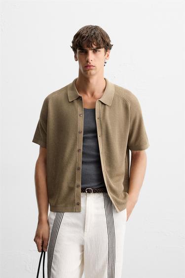 RELAXED FIT KNIT SHIRT - Dark beige by Zara