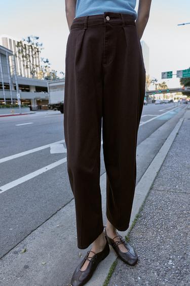 BALLOON TROUSERS WITH DARTS - Brown by Zara