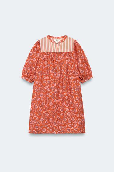 2-14 YEARS / LIMITED EDITION FLORAL KAFTAN DRESS - Orange by Zara