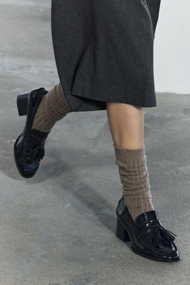 PATENT LOAFERS WITH TASSELS - Black by Zara - Image 0