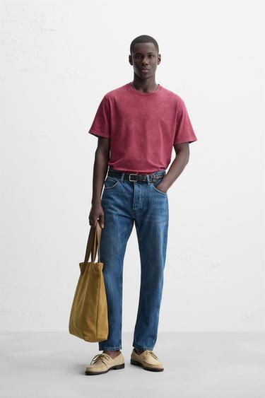 WASHED REGULAR FIT T-SHIRT - Raspberry by Zara - Image 0