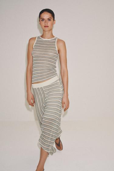 STRIPED SLEEVELESS TOP - Blue by Zara