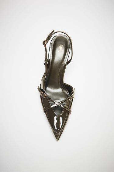 BUCKLED STRAPPY HEELS - Dark Khaki Green by Zara