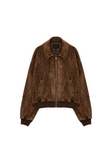 FAUX SUEDE JACKET - Dark tan by Zara
