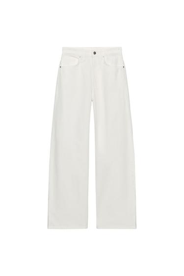 TRF EXTRA WIDE-LEG HIGH-WAIST JEANS - Oyster-white by Zara