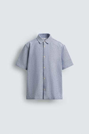 COMFORT TEXTURED SHIRT - Navy / White by Zara