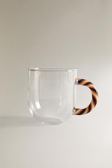 BOROSILICATE MUG WITH SPIRAL HANDLE - Orange by Zara