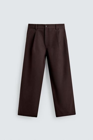 BALLOON FIT PLEATED TROUSERS - Burgundy by Zara