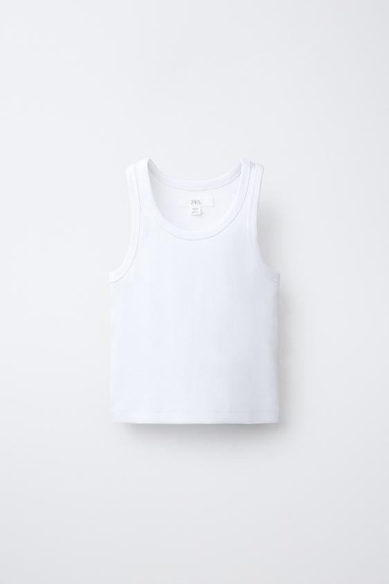 RIBBED RACERBACK T-SHIRT - White by Zara - Image 0
