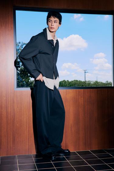 BALLOON FIT SEERSUCKER TROUSERS - Black by Zara - Image 0