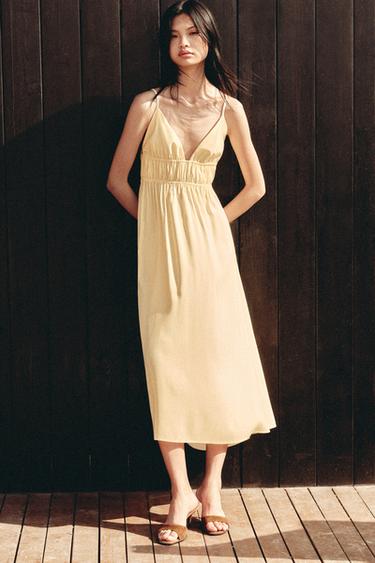 FLOWING MIDI DRESS - Yellow by Zara