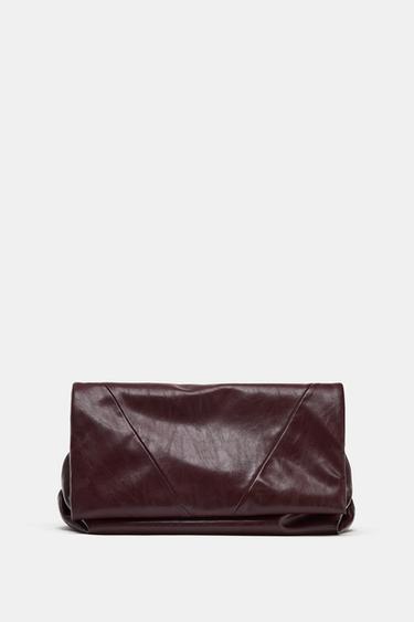 CLUTCH BAG WITH STRAP - Burgundy Red by Zara