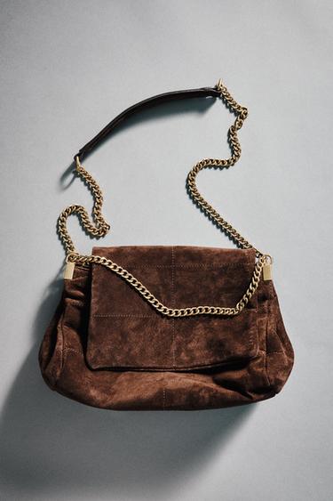 LEATHER SHOULDER BAG - Chocolate by Zara