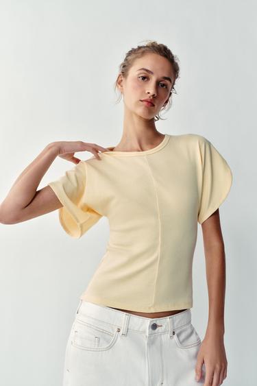 KIMONO SLEEVE T-SHIRT - Yellow by Zara