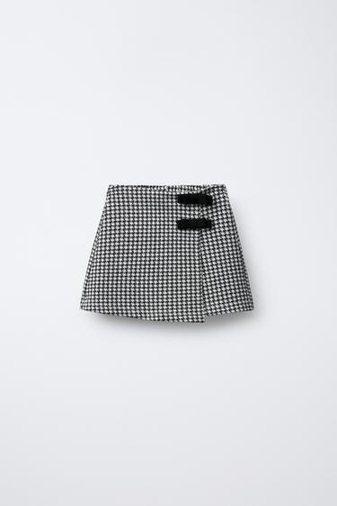 HOUNDSTOOTH BERMUDA SKORT - Black / White by Zara - Image 0