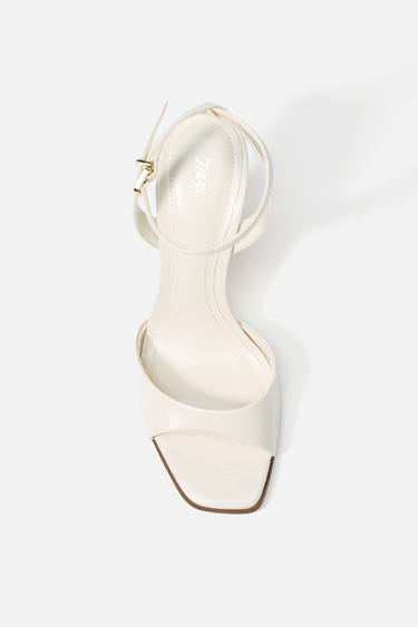 PATENT-FINISH HIGH-HEEL SANDALS - White by Zara