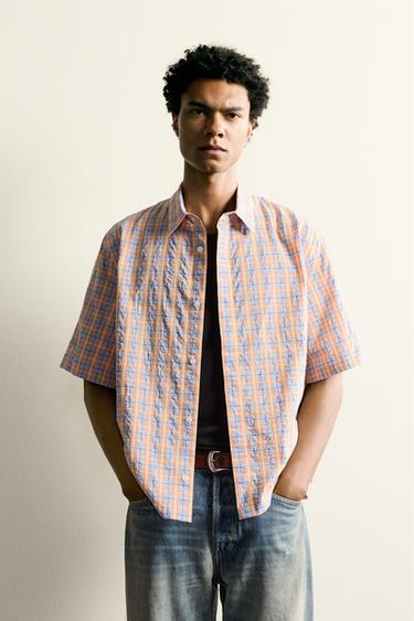 RELAXED FIT TEXTURED CHECK SHIRT - Multicoloured by Zara