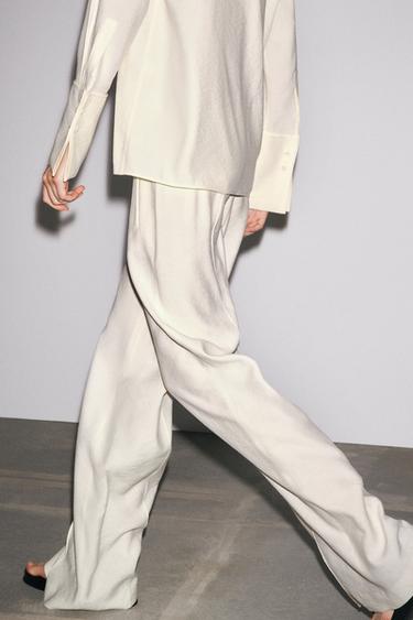 ZW COLLECTION FLOWING TROUSERS - Ecru by Zara