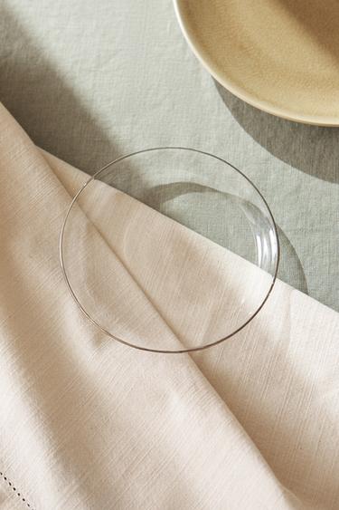 BOROSILICATE GLASS SIDE PLATE WITH RIM - Silver by Zara