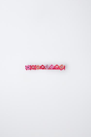 BEADED & MIRROR CHOKER - Fuchsia by Zara