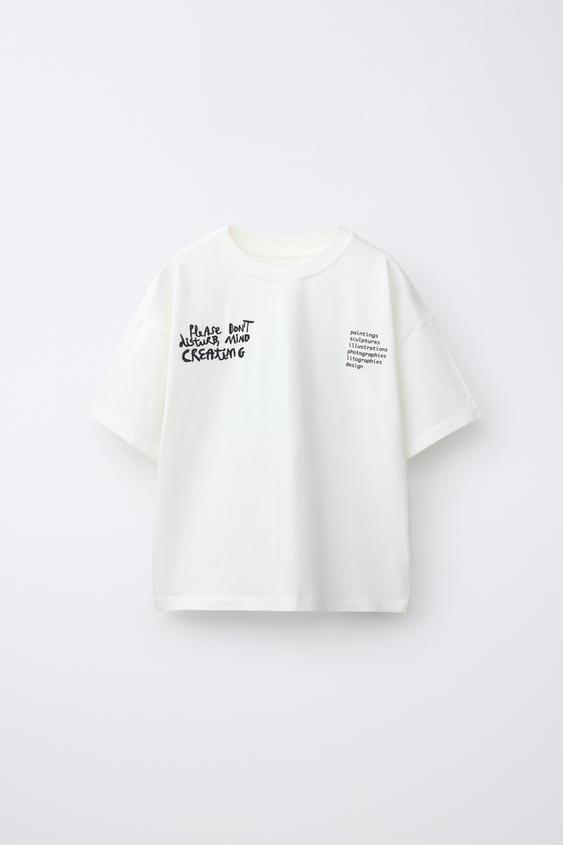 PRINTED SLOGAN T-SHIRT - Oyster-white by Zara - Image 0