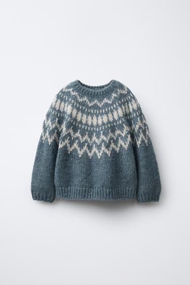SPARKLY JACQUARD KNIT JUMPER - Duck blue by Zara
