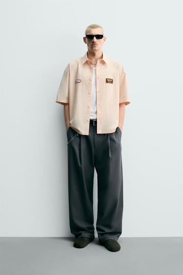BOXY FIT STRIPED SHIRT - white-orange by Zara